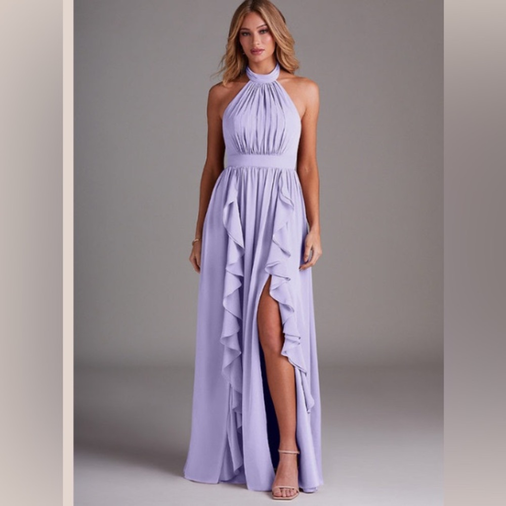 Azazie Avary Lilac A-Line Pleated Chiffon Dress w/Azazie Matching Chiffon Shawl
